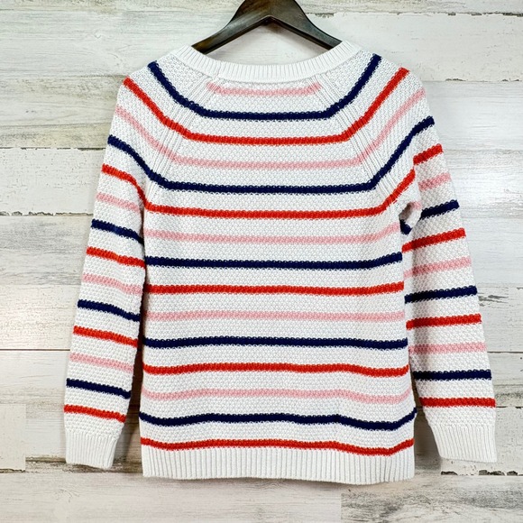 Old Navy Womens Multi Color Stripe Textured Cotton Blend Crewneck Sweater Medium - Picture 2 of 12